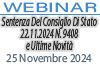 29/11/2024 Webinar Formativo - Sentenza del Consiglio di Stato 22.11.2024 n. 9408 e ultime novità sulla professione