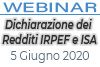 05/06/2020 Webinar Formativo: Dichiarazione dei Redditi IRPEF e ISA